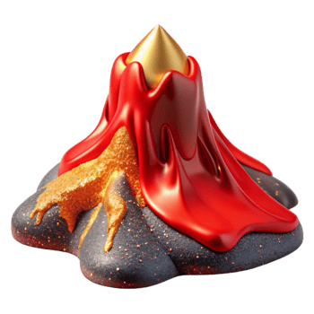 dramatic modern Red Hot Lava Flowing Down Slope Transparent premium png