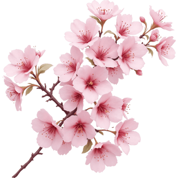 Branch of Vibrant Pink Cherry Blossoms png