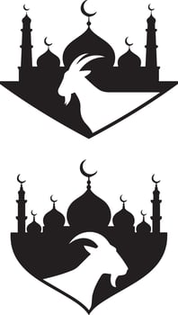 Islamic Mosque and Goat Silhouette Design for Eid Celebrations vector