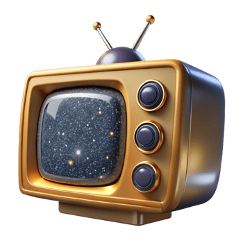 serene artistic Retro Tv Set Front View Isolated Transparent Background detailed png