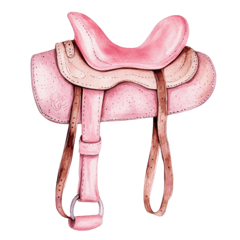 A pink horse saddle art on transparent background. png