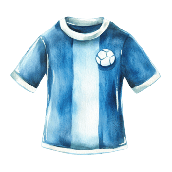 A blue soccer t shirt on transparent background. png