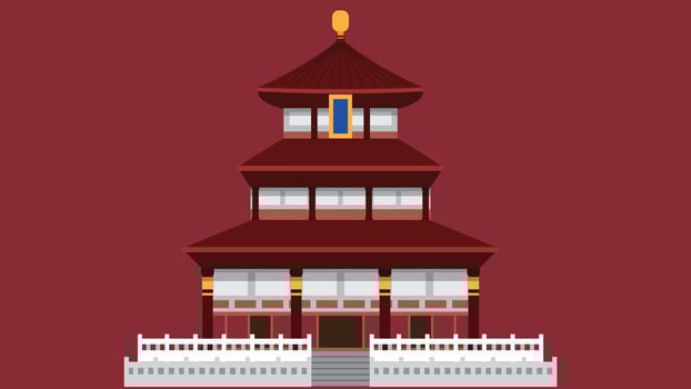illustration of a Chinese temple isolated against a clean background, showcasing traditional architectural elements vector