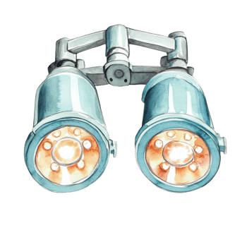 Surgical lights fixture on transparent background. png