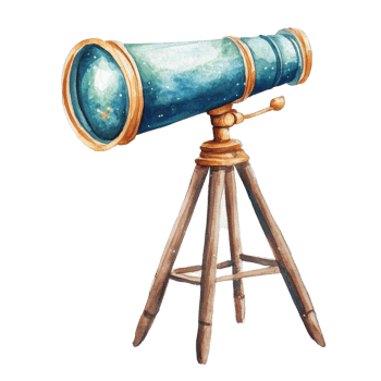 Telescope on a tripod on transparent background. png