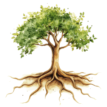 A watercolor tree art on transparent background. png