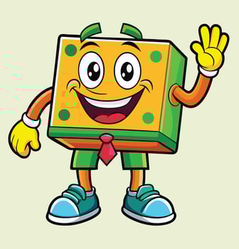 Dice Character Waving Hello Mascot Design For Kids vector