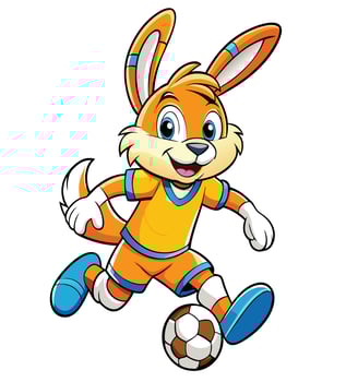 Cartoon Bunny Character Playing Soccer Ball Illustration Mascot Design vector