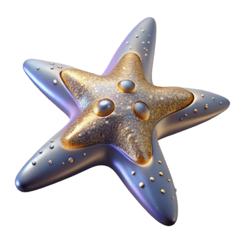 serene vintage Starfish with Arms and Shadow Transparent Background genuine png