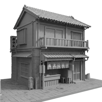 Abandoned Japanese House 3D Model png