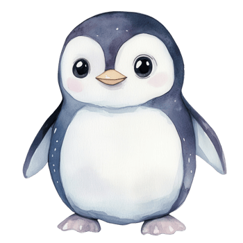 A cute penguin artwork on transparent background. png