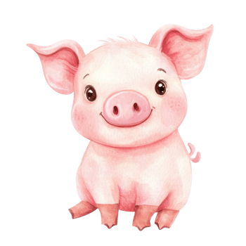 A cute watercolor piglet on transparent background. png