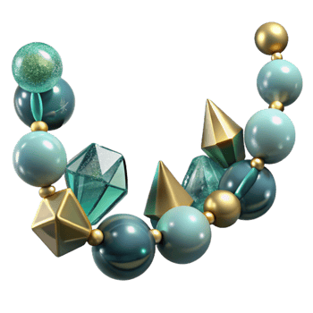 elegant contemporary Teal Glass Bead Garland Transparent Background professional png