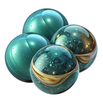 serene abstract Teal Glass Marbles Isolated Element premium png