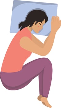Girl Sleeping Pose Illustration with Flat Design. vector