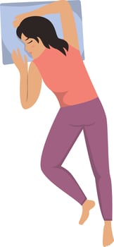 Girl Sleeping Pose Illustration with Cartoon Design vector