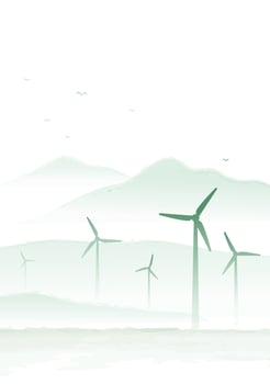 Environmental ink style vertical illustration landscape and windmill vector