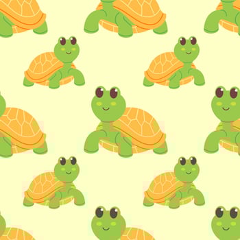 Seamless pattern with hand-drawn cute turtles vector