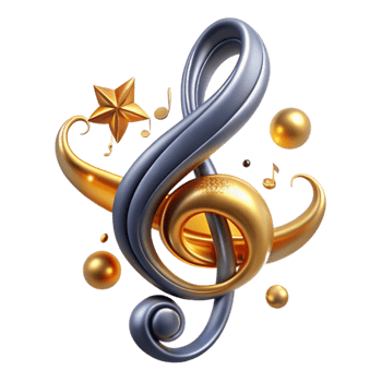 dramatic artistic Treble Clef Isolated with Decorative Flourishes Transparent Background high quality png