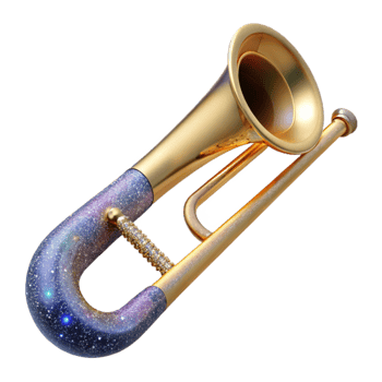 dramatic rustic Trombone Isolated with Extended Slide and Polished Finish original png
