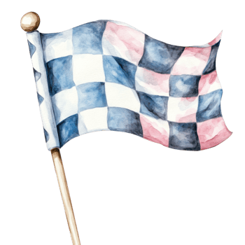 Checkered flag watercolor on transparent background. png