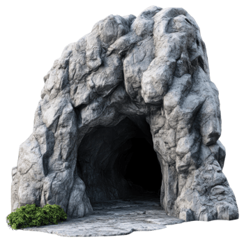 Cave entrance in stone on transparent background png