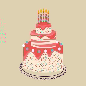 Birthday cake with pink toppings vector