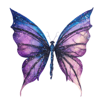 Galaxy painted butterfly on transparent background png