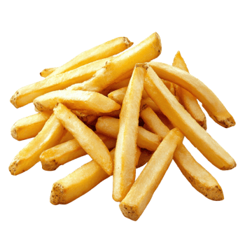 Pile of golden french fry on transparent background png