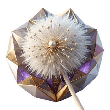 dramatic contemporary White Dandelion Seed Fractal Plant Isolated genuine png