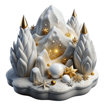 dramatic artistic White Snowdrift Fractal Winter Scene Isolated high quality png