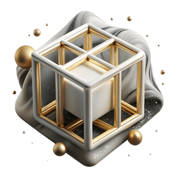 serene artistic White Wireframe Cube with Perspective Cutout Element png