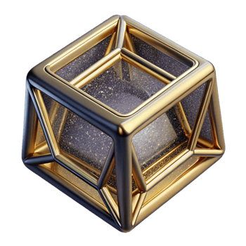 beautiful artistic Wireframe Cube 3d Model Perspective View Isolated detailed png