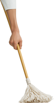 A person holding a mop with a white cloth png