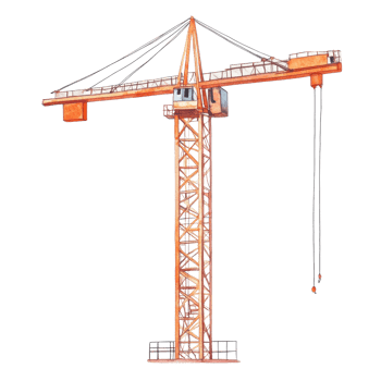 Isolated orange crane on transparent background png
