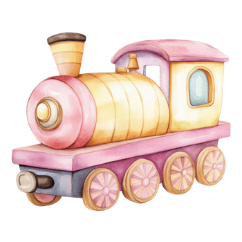 A toy train watercolor on transparent background png