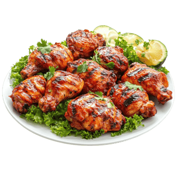 Grilled chicken on plate on transparent background png