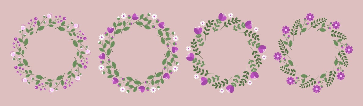 Frames of white and pink flowers vector
