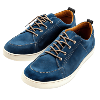 Blue suede casual shoes on transparent background png