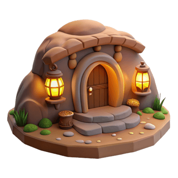 alluring artistic A subterranean dwelling, carved into the earth, warm and cozy lighting, hobbit hole style, digital art, ultra HD png