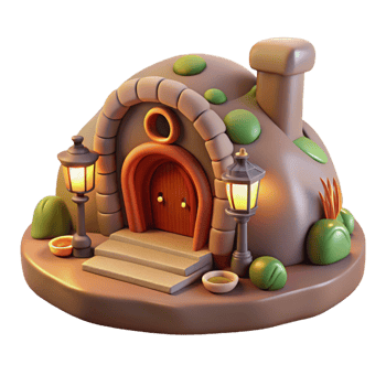 intense picturesque A subterranean dwelling, carved into the earth, warm and cozy lighting, hobbit hole style, digital art, expertly shot png