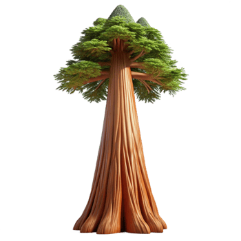 rare avant garde A giant sequoia tree reaching towards the sky. Imposing scale, detailed bark texture authentic png