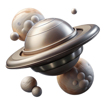 dramatic organic A sleek, silver spaceship orbiting a gas giant, swirling clouds and atmospheric effects, realistic and detailed, space art style masterfully captured png