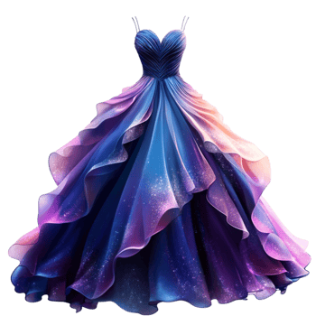 Stylish Purple Blue Dress Isolated Transparent Background png