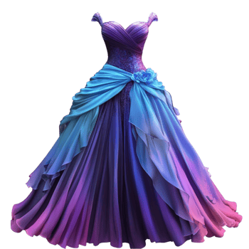 Elegant Purple And Blue Dress Transparent Background png
