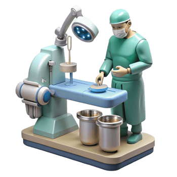 captivating celebrated A robotic surgeon performing a delicate operation, sterile operating room lighting, hyperrealistic style png