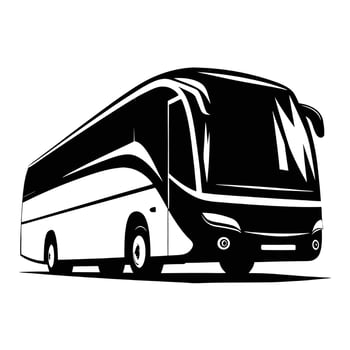 Elegant Black And White Illustration Of A Modern Tour Bus Design vector
