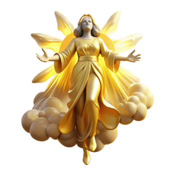 nostalgic mesmerizing A graceful celestial being descending from the heavens, bathed in golden light. Divine, ethereal lighting, Renaissance style artisan png