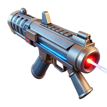 extraordinary retro A futuristic weapon, sleek and deadly, emits a beam of pure energy. Intense, laser lighting. Military sci fi style masterfully captured png