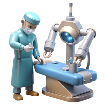 glorious unforgettable A robotic surgeon performing a delicate operation, sterile operating room lighting, hyperrealistic style png
